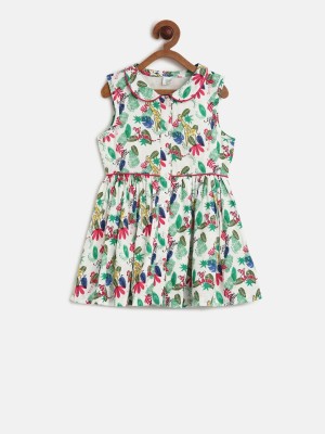 MINI KLUB Girls Midi/Knee Length Casual Dress(Multicolor, Half Sleeve)