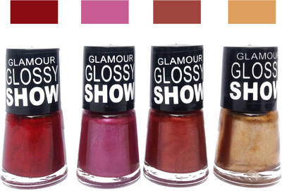 

FEMINA09 glamour gloosy show nail polish combo (set of 4)marron orange purple golden marron, orange, purple, golden