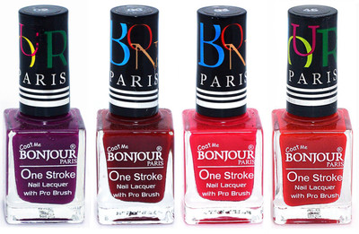 

Bonjour Paris Ultra-long-wear formula High Shine Nail Polish 52 Plum, Dark Red, Pink, Red(Pack of 4)