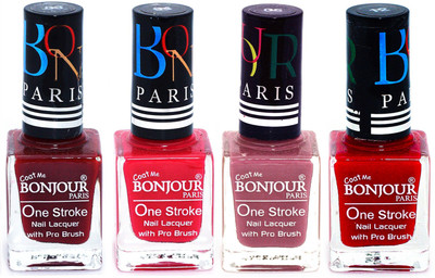 

Bonjour Paris Ultra-long-wear formula High Shine Nail Polish 56 Dark Red, Pink, Mauve, Red(Pack of 4)