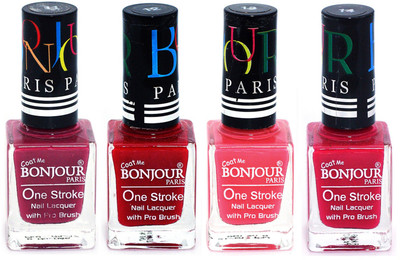 

Bonjour Paris Ultra-long-wear formula High Shine Nail Polish 176 Mauve, Red, Light Pink, Pink(Pack of 4)