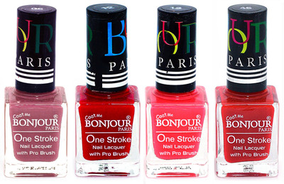 

Bonjour Paris Ultra-long-wear formula High Shine Nail Polish 127 Mauve, Red, Pink, Red(Pack of 4)