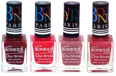 

Bonjour Paris Ultra-long-wear formula High Shine Nail Polish 71 Dark Red, Pink, Mauve, Maroon(Pack of 4)