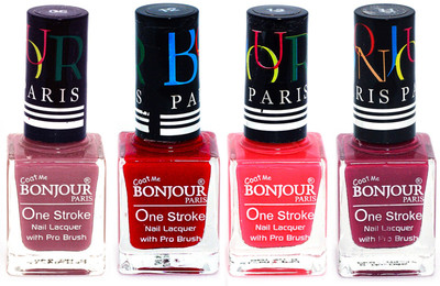 

Bonjour Paris Ultra-long-wear formula High Shine Nail Polish 107 Mauve, Red, Pink, Mauve(Pack of 4)