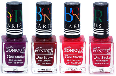 

Bonjour Paris Ultra-long-wear formula High Shine Nail Polish 35 Plum, Dark Red, Pink, Pink(Pack of 4)