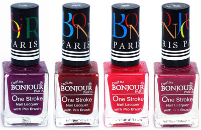 

Bonjour Paris Ultra-long-wear formula High Shine Nail Polish 32 Plum, Dark Red, Pink, Mauve(Pack of 4)