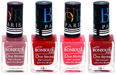 

Bonjour Paris Ultra-long-wear formula High Shine Nail Polish 108 Mauve, Red, Pink, Red(Pack of 4)