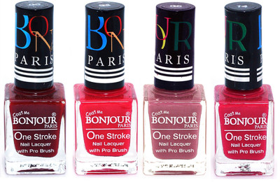 

Bonjour Paris Ultra-long-wear formula High Shine Nail Polish 61 Dark Red, Pink, Mauve, Pink(Pack of 4)