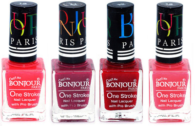 

Bonjour Paris Ultra-long-wear formula High Shine Nail Polish 154 Pink, Mauve, Red, Light Pink(Pack of 4)
