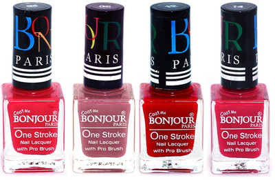 

Bonjour Paris Ultra-long-wear formula High Shine Nail Polish 86 Pink, Mauve, Red, Pink(Pack of 4)