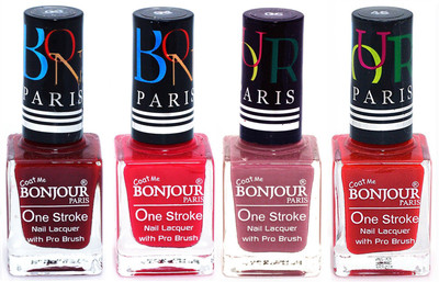 

Bonjour Paris Ultra-long-wear formula High Shine Nail Polish 78 Dark Red, Pink, Mauve, Red(Pack of 4)