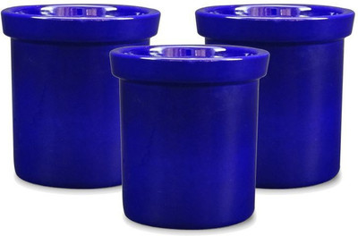 

Yellow Table Set of 3 Jar Style Ceramic Flower Pot in Cobalt Blue, Small; Pot for Living Room / Table Top / Indoor Plants / Artificial Flowers / Garden D�cor Plant Container Set (Pack of 3, Ceramic) Plant Container Set(Pack of 3, Ceramic)