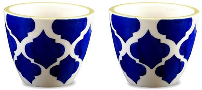 

YELLOW TABLE Combo of 2 Mini Ceramic Flower Pot in Umrao Blue, (Height 3 inch); Pot for Living Room / Table Top / Indoor Plants / Artificial Flowers / Garden D�cor Plant Container Set (Pack of 2, Ceramic) Plant Container Set(Pack of 2, Ceramic)