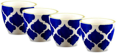 

YELLOW TABLE Combo of 4 Mini Ceramic Flower Pot in Umrao Blue, (Height 3 inch); Pot for Living Room / Table Top / Indoor Plants / Artificial Flowers / Garden D�cor Plant Container Set (Pack of 4, Ceramic) Plant Container Set(Pack of 4, Ceramic)