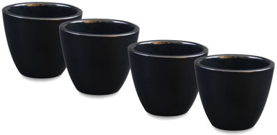 

YELLOW TABLE Combo of 4 Mini Ceramic Flower Pot in Jet Black, (Height 3 inch); Pot for Living Room / Indoor Plants / Artificial Flowers / Garden D�cor Plant Container Set (Pack of 4, Ceramic) Plant Container Set(Pack of 4, Ceramic)