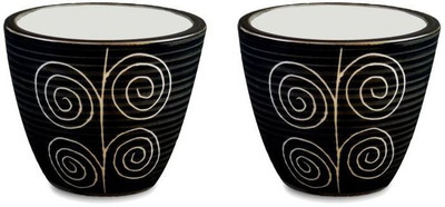

YELLOW TABLE Combo of 2 Mini Ceramic Flower Pot in Rangoli Black, (Height 3 inch); Pot for Living Room / Table Top / Indoor Plants / Artificial Flowers / Garden D�cor Plant Container Set (Pack of 2, Ceramic) Plant Container Set(Pack of 2, Ceramic)