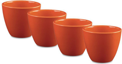 

YELLOW TABLE Combo of 4 Mini Ceramic Flower Pot in Cheerful Orange, (Height 3 inch); Pot for Living Room / Table Top / Indoor Plants / Artificial Flowers / Garden D�cor Plant Container Set (Pack of 4, Ceramic) Plant Container Set(Pack of 4, Ceramic)