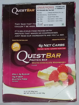 

QUEST NUTRITION WHITE CHOCOLATE RASPBERRY Protein Bars(720 g, WHITE CHOCOLATE RASPBERRY)