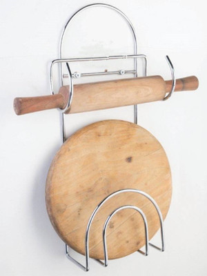 

Royal Home Decor Rolling Pin & Tong Holder Stainless Steel Wall Shelf(Number of Shelves - 2, Silver)