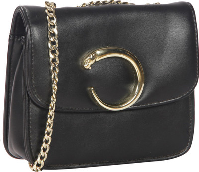 

Bagkok Women Evening/Party Black PU Sling Bag