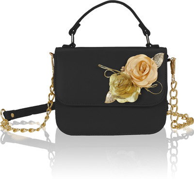 

Kleio Women Evening/Party Black PU Sling Bag