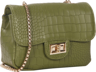 

Bagkok Women Evening/Party Green PU Sling Bag