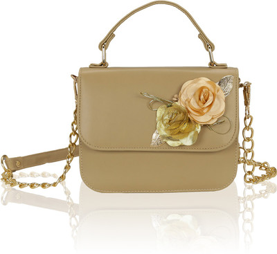 

Kleio Women Evening/Party Beige PU Sling Bag