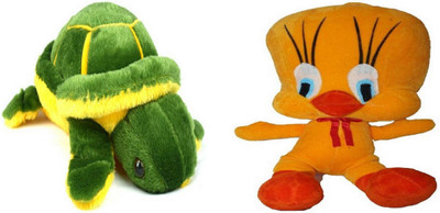 

Shopfloor.XYZ GREEN TORTOISE stuffed soft toy AND TWEETY Plush For Kids/ Birthday Gift for Kids - 22 cm(Multicolor)
