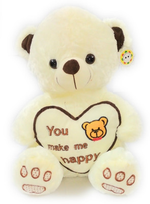 ClueSteps Teddy Bear with Big Heart feel you Happy - 35.56 cm(Cream, Multicolor)