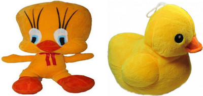 

Shopfloor.XYZ Combo of TWEETY Soft Toy and DUCK Stuffed Plush For Kids/ Birthday Gift for Kids - 25 cm(Multicolor)