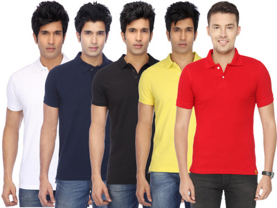FUNKY GUYS Solid Men Polo Neck Multicolor T-Shirt