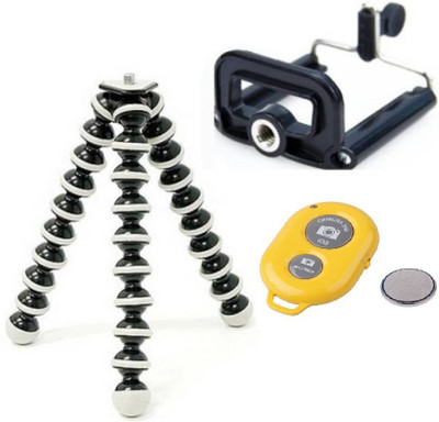 

ReTrack Adjustable Mini Octopus Gorila Mobile Phone Camera Stand With Bracket And Bluetooth Shutter Tripod(Black, White, Supports Up to 500 g)