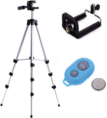 

ReTrack 3Way Head Adjustable Aluminum With Bracket, Bluetooth Shutter and Bag Tripod(Silver, Supports Up to 1000 g)