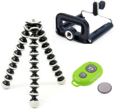 

ReTrack Adjustable Mini Octopus Gorila Mobile Phone Camera Stand With Bracket And Bluetooth Shutter Tripod(Black, Green, Supports Up to 500 g)
