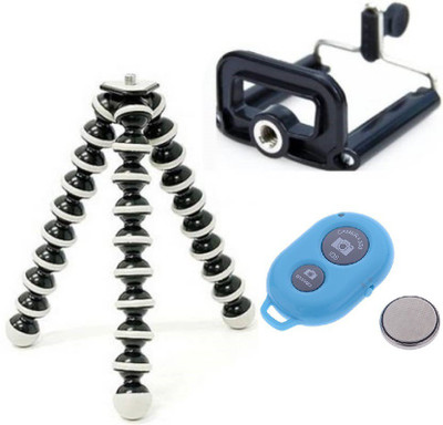 

ReTrack Adjustable Mini Octopus Gorila Mobile Phone Camera Stand With Bracket And Bluetooth Shutter Tripod(Black, Blue, Supports Up to 500 g)