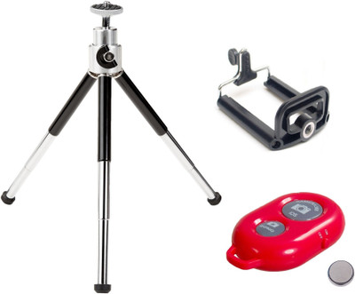 

ReTrack Adjustable Mini Mobile Phone Camera Stand With Bracket and Bluetooth Shutter Tripod(Black, Red, Supports Up to 500 g)