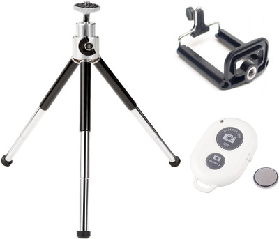 

ReTrack Adjustable Mini Mobile Phone Camera Stand With Bracket and Bluetooth Shutter Tripod(Black, White, Supports Up to 500 g)