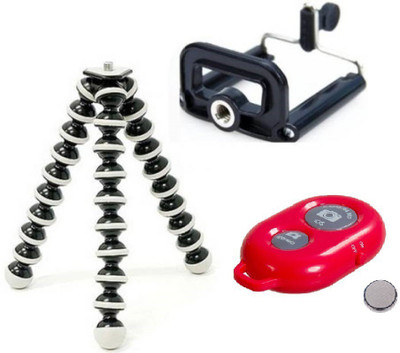 

ReTrack Adjustable Mini Octopus Gorila Mobile Phone Camera Stand With Bracket And Bluetooth Shutter Tripod(Black, Red, Supports Up to 500 g)