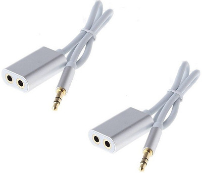 

ReTrack SET OF 2PC Metal 3.5mm Jack Audio Sharing Cable Support Earphone Function 2 in 1 Copper Cable USB Adapter(Silver)