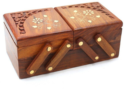 

Amaze Shoppee Jewellery Box for Women Wooden Flip Flap Handmade Gift Jewellery Vanity Box(Brown)
