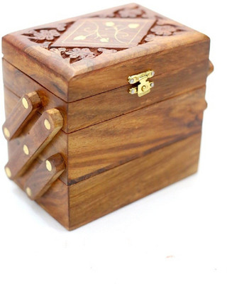 

Amaze Shoppee Handmade Wooden Jewellery Box for Women Jewel Organizer Hand Carved Carvings Gift Items Jewellery Box Vanity Box(Brown)