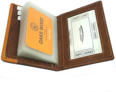 

Oaks Wood Boys Multicolor Genuine Leather Card Holder(15 Card Slots), Brown