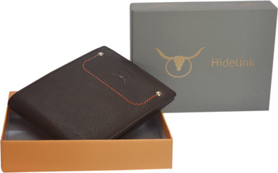 

Hidelink Men Brown Genuine Leather Wallet(6 Card Slots)