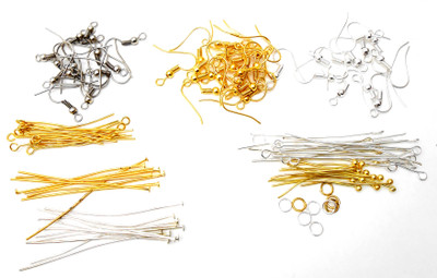 

jaz Combo Pack-Finding For Jewellery Making- Head Pins, Eye Pins, Earring Hooks,Ball Head Pins, Jump Rings-10 Nos. Each 10 Items.