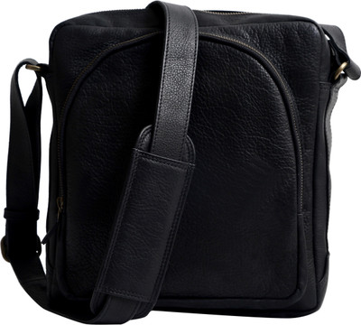 

Taurus Indicus CNM2017/03BK Genuine leather Waterproof Sling Bag(Black, 12 inch)