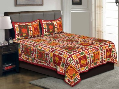 Unique Choice 120 TC Cotton Double Printed Flat Bedsheet(Pack of 1, Maroon)