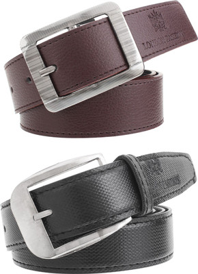 Hob London Fashion Men Brown, Black Synthetic Belt, Black;brown