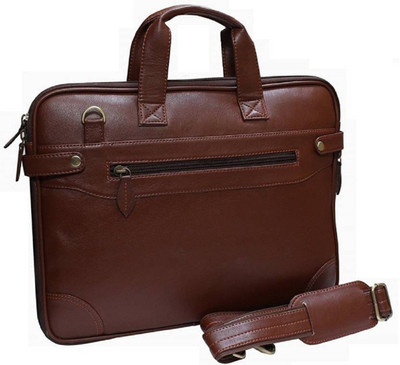 

exit9 Expandable Laptop Leather Bag - Cross Body Shoulder Bag for Men & Women (Brown) Medium Briefcase - For Men & Women(Brown)