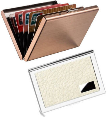

AmtiQ Business Combo of Red Leather And Golden ATM 6 Card Holder(Set of 2, White, Gold)