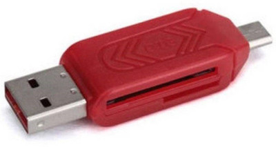 Oxza USB 2.0 + Micro USB OTG SD T-Flash Adapter for Cell Phone PC Card Reader(Red) available at flipkart for Rs.199